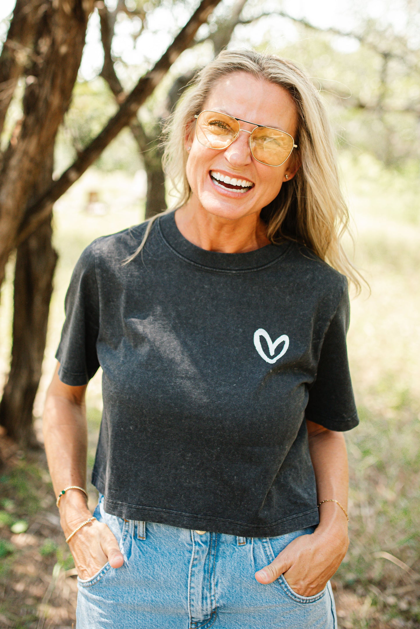 Imperfect Heart Stone Washed Crop Tee