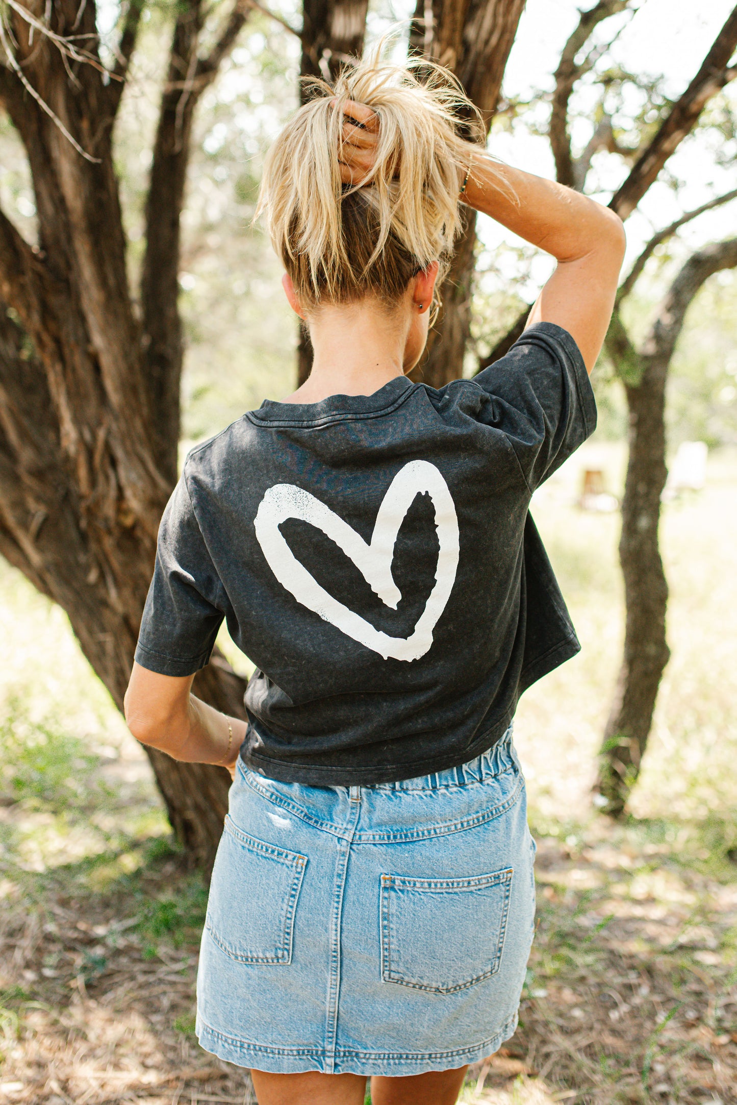 Imperfect Heart Stone Washed Crop Tee