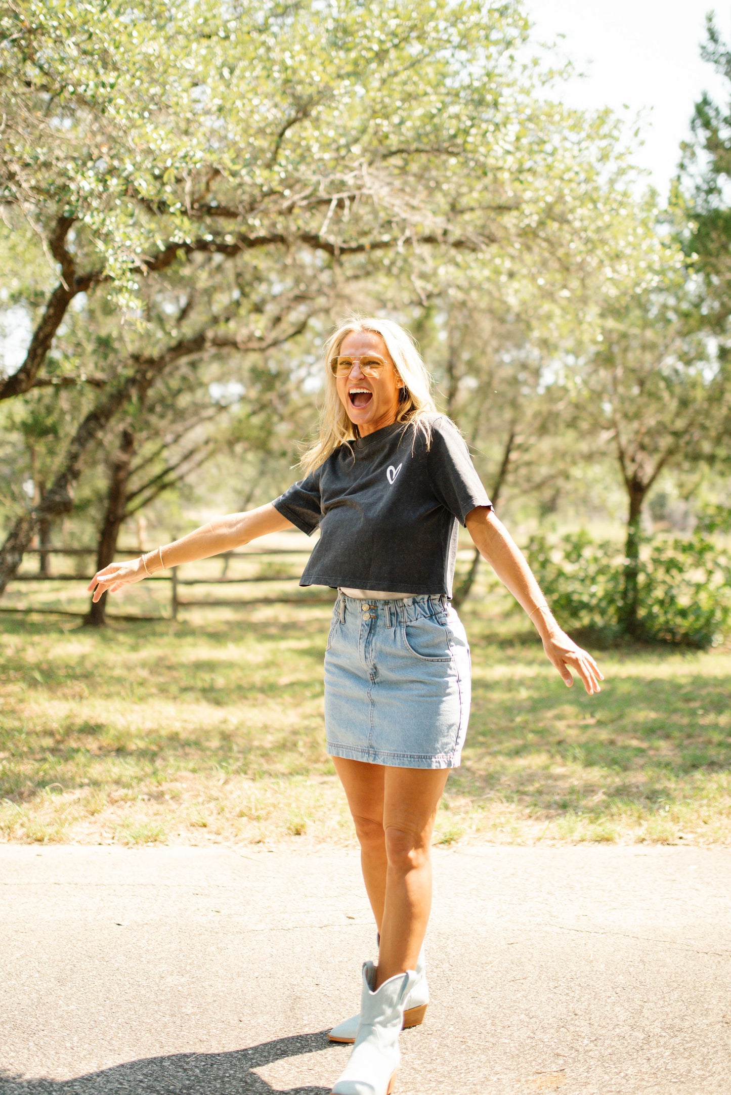 Imperfect Heart Stone Washed Crop Tee