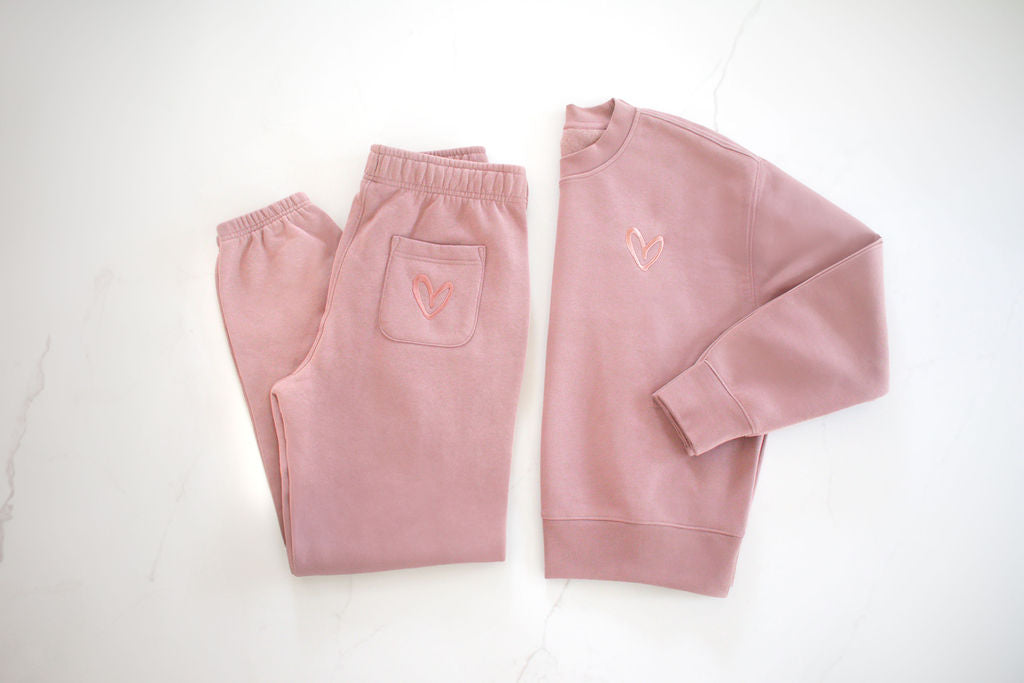 House of Shan Hazy Pink Crewneck Sweat Set