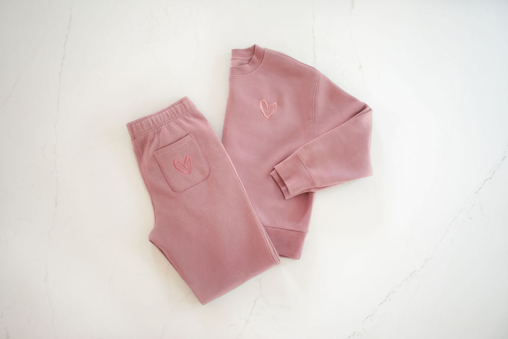 House of Shan Hazy Pink Crewneck Sweat Set