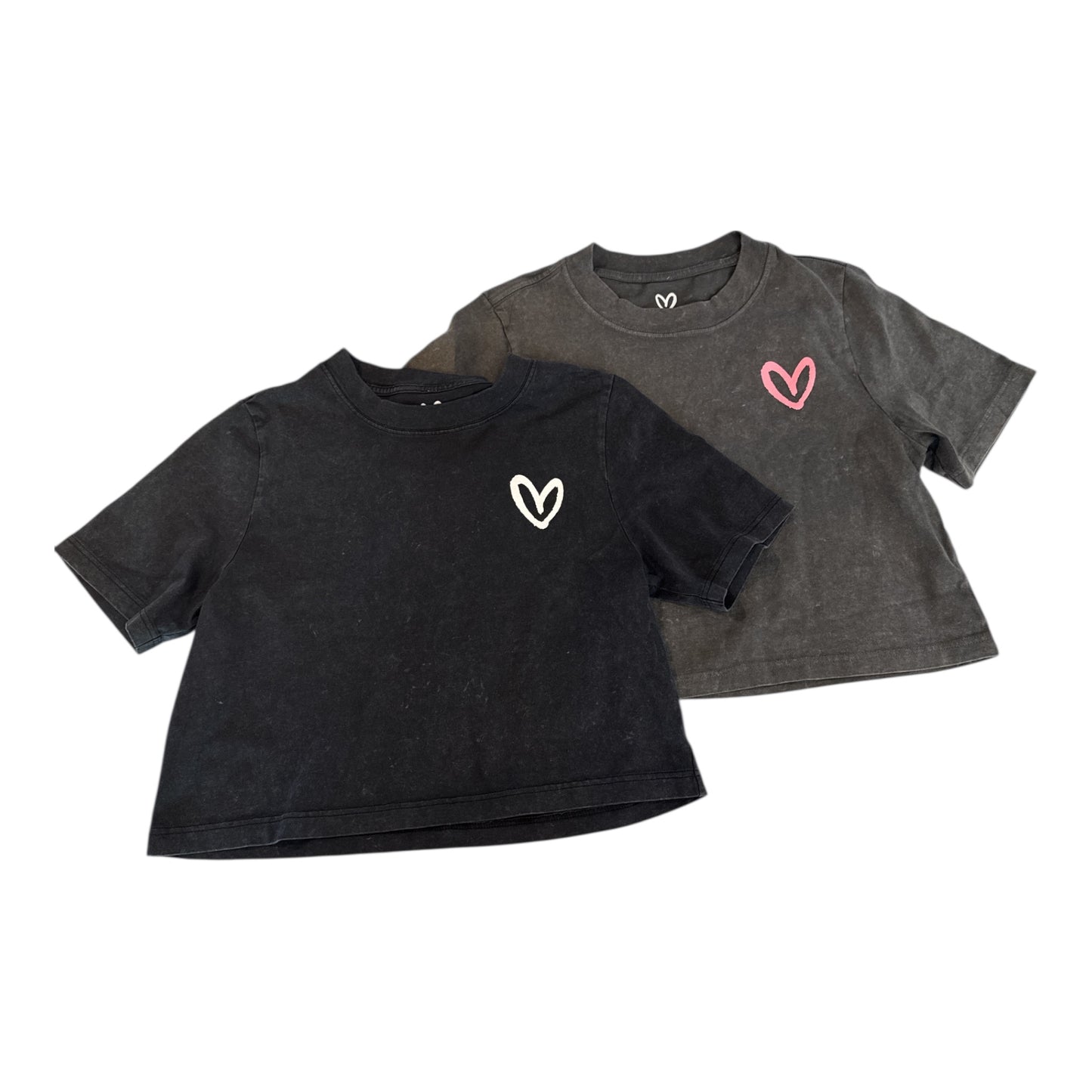 Imperfect Heart Stone Washed Crop Tee