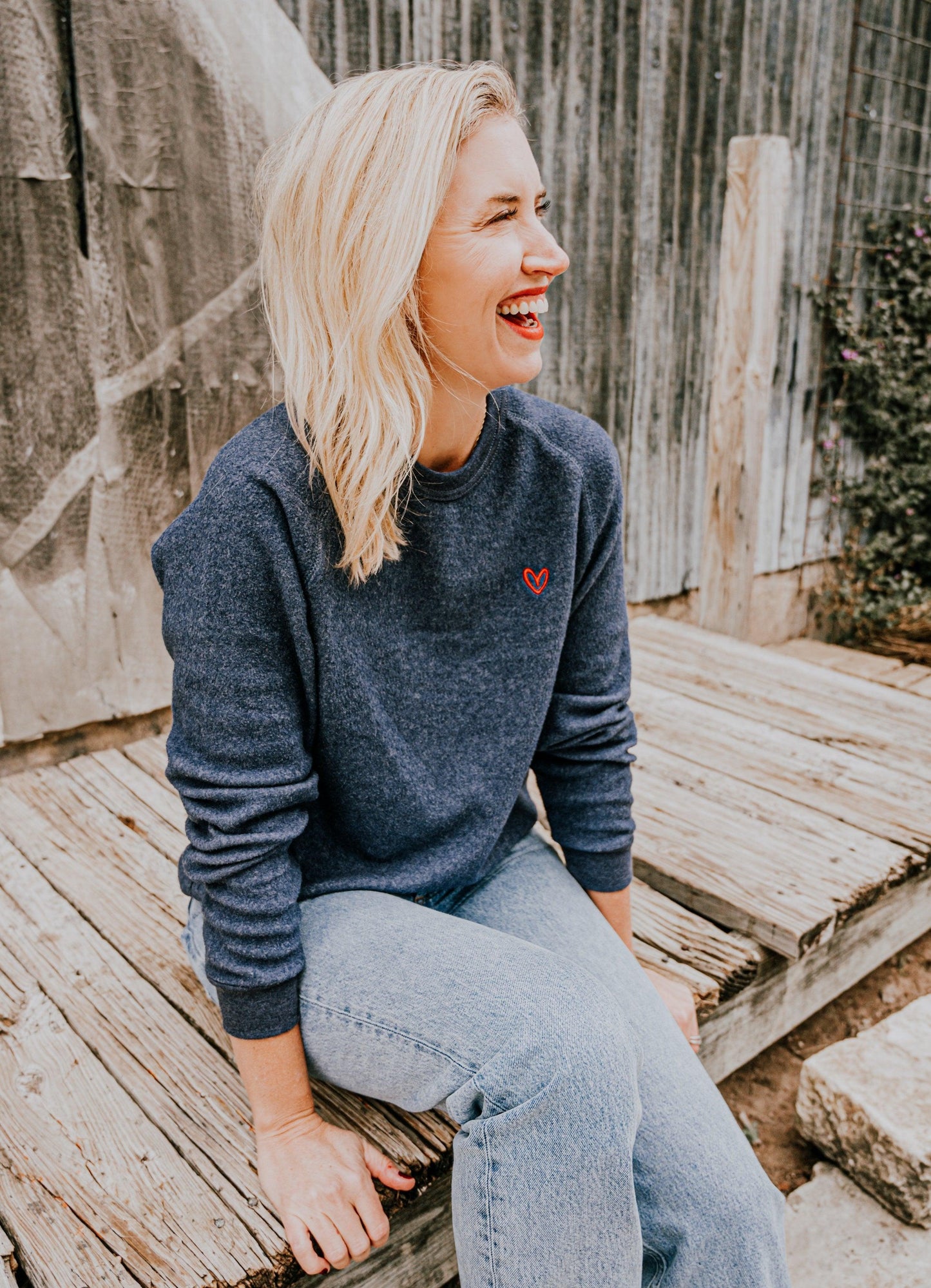 Unisex - 'Inside Out' Cozy Fleece Sweatshirt - Navy